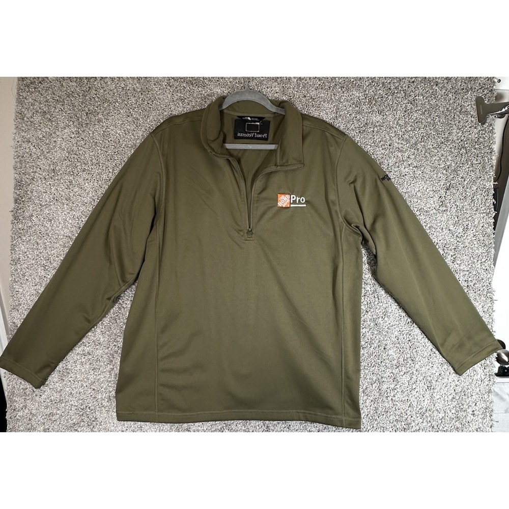 The North Face Home Depot Pro Proud Veteran 1/4 Zip‎ Pullover Green XL